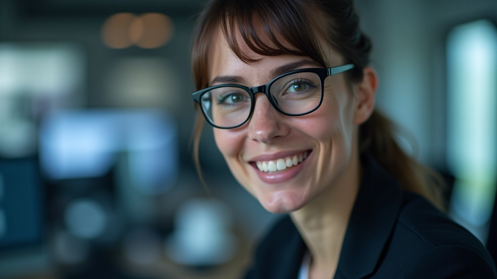 Jana Keller, Datenanalystin, professionelles Porträt mit moderner Brille