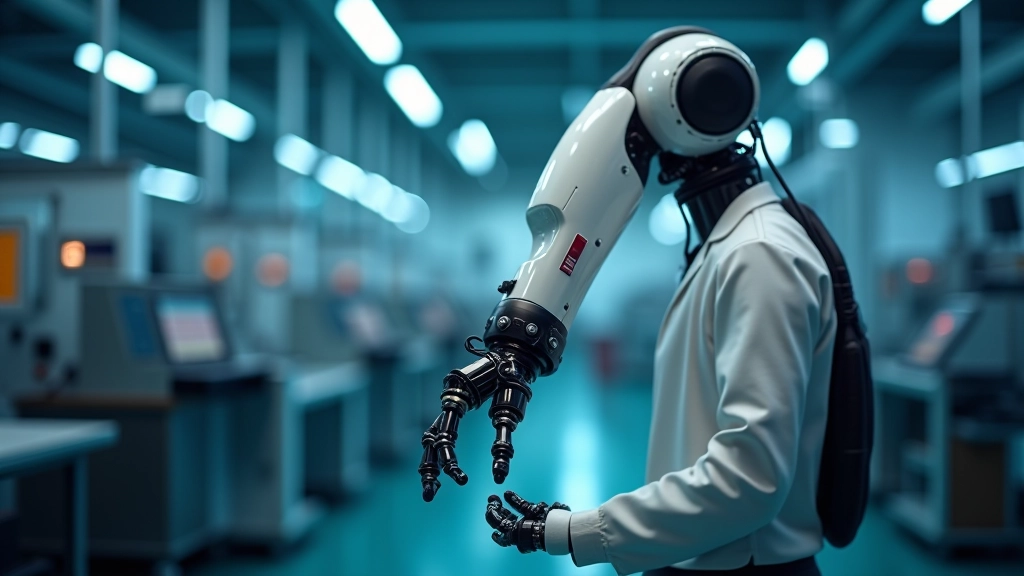 Roboterarm in moderner Fabrik demonstriert Automatisierung und Industrie 4.0